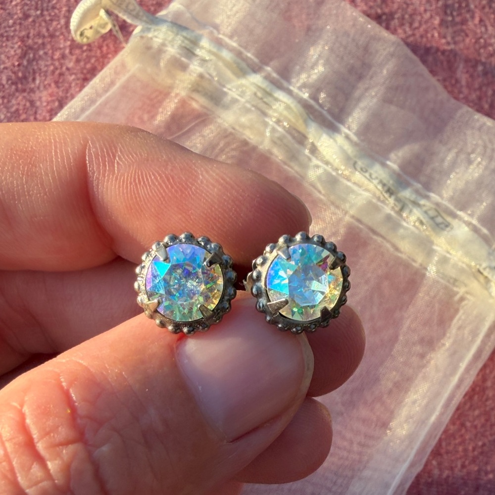 Sorrelli Aurora Crystal Stud Earrings - Iridescent White